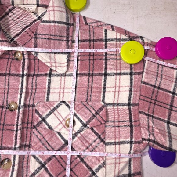 Plaid Flannel Chore Shirt Women Small Pink Whimsygoth Tartan Western Barn Jacket - Picture 4 of 16